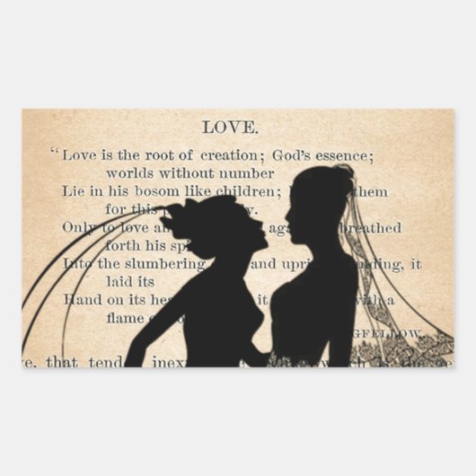 Sticker Rectangulaire Vintage Love & Marriage Lesbian Wedding Longfellow (Devant)