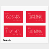 Sticker Rectangulaire Vintage Noël, Art Déco Texte (Feuille)