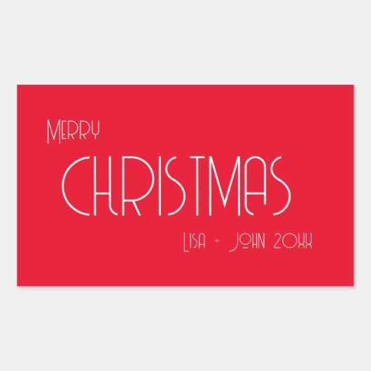 Sticker Rectangulaire Vintage Noël, Art Déco Texte (Devant)