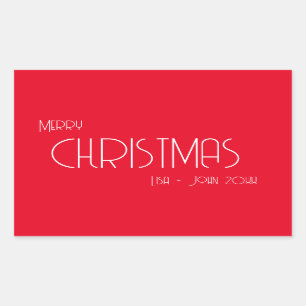 Sticker Rectangulaire Vintage Noël, Art Déco Texte