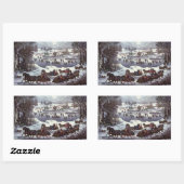 Sticker Rectangulaire Vintage Noël, Central Park en hiver (Feuille)