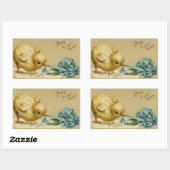 Sticker Rectangulaire Vintage Pâques (Feuille)