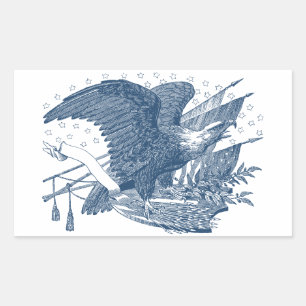 Sticker Rectangulaire Vintage Patriotique hurlant Aigle USA Flag Flèches