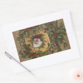 Sticker Rectangulaire Vintage Père Noël Antique Holly Christmas (Enveloppe)
