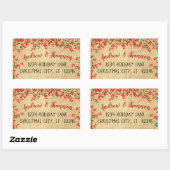 Sticker Rectangulaire Vintage Red Berry Winter Greens (Feuille)