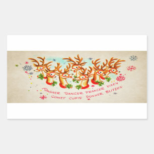 Sticker Rectangulaire Vintage Retro All Père Noël Reindeer