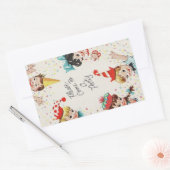 Sticker Rectangulaire Vintage Retro Invitation d'anniversaire pour enfan (Enveloppe)