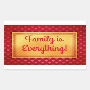 Sticker Rectangulaire Vintage Sampler Family est tout Coeur Citation