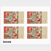 Sticker Rectangulaire Vintage Santa (Feuille)