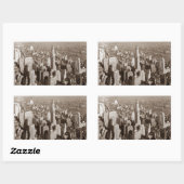 Sticker Rectangulaire Vintage Sepia Tone New York (Feuille)