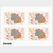 Sticker Rectangulaire Vintage Silver & Gold Hearts Valentine Postcard (Feuille)