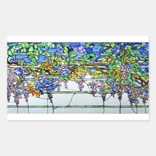 Sticker Rectangulaire Vintage Tiffany verre teint Wisteria Floral