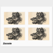 Sticker Rectangulaire Vintage Vicious Wild Boar w Tusks (Feuille)
