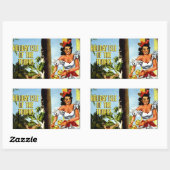 Sticker Rectangulaire Vintage voyage de danseuse cubaine (Feuille)