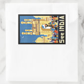 Sticker Rectangulaire Vintage voyage Voir Inde Asie (Sac)