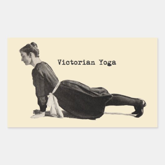 Sticker Rectangulaire Vintage Yoga Woman Up Chien Antique (Devant)