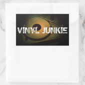 Sticker Rectangulaire Vinyl junkie Old Retro turn table (Sac)