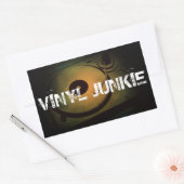 Sticker Rectangulaire Vinyl junkie Old Retro turn table (Enveloppe)