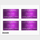 Sticker Rectangulaire Violet classique avec initiales de Parties scintil (Feuille)