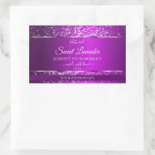 Sticker Rectangulaire Violet classique avec initiales de Parties scintil (Sac)