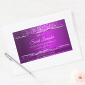 Sticker Rectangulaire Violet classique avec initiales de Parties scintil (Enveloppe)