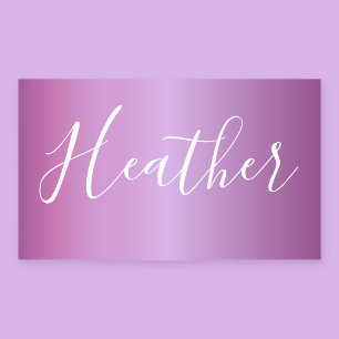 Sticker Rectangulaire Violet pourpre & écriture personnalisée blanc
