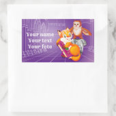Sticker Rectangulaire violet renard et hibou (Sac)