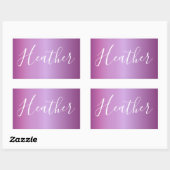 Sticker Rectangulaire Violet violet et script blanc personnalisé (Feuille)
