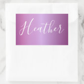 Sticker Rectangulaire Violet violet et script blanc personnalisé (Sac)
