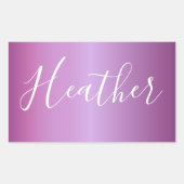 Sticker Rectangulaire Violet violet et script blanc personnalisé (Devant)