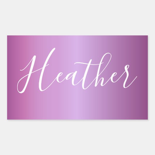 Sticker Rectangulaire Violet violet et script blanc personnalisé (Devant)
