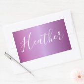 Sticker Rectangulaire Violet violet et script blanc personnalisé (Enveloppe)