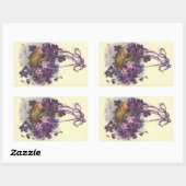 Sticker Rectangulaire Violettes vintages de Pâques (Feuille)