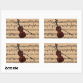 Sticker Rectangulaire Violon avec Arrière - plan de partitions (Feuille)