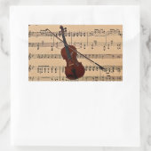Sticker Rectangulaire Violon avec Arrière - plan de partitions (Sac)