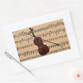 Sticker Rectangulaire Violon avec Arrière - plan de partitions (Enveloppe)
