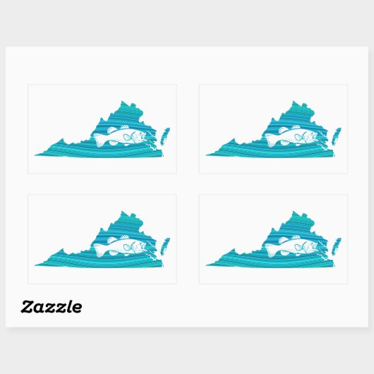 Sticker Rectangulaire Virginia Wave Fishing (Feuille)