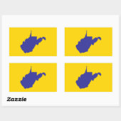 Sticker Rectangulaire Virginie-Occidentale Bleu et Or (Feuille)