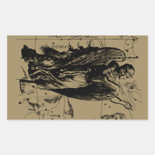 Sticker Rectangulaire Virgo Constellation Hevelius Etching Style