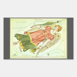 Sticker Rectangulaire Virgo Virgin Vintage Constellation Urania le miroi