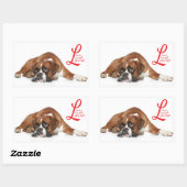 Sticker Rectangulaire Vis, rire, Love Boxer Chien Chien Chien Salutation (Feuille)