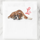 Sticker Rectangulaire Vis, rire, Love Boxer Chien Chien Chien Salutation (Sac)