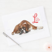 Sticker Rectangulaire Vis, rire, Love Boxer Chien Chien Chien Salutation (Enveloppe)