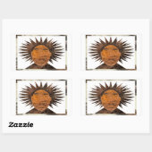 Sticker Rectangulaire Visage avec cheveux sauvages. (Feuille)