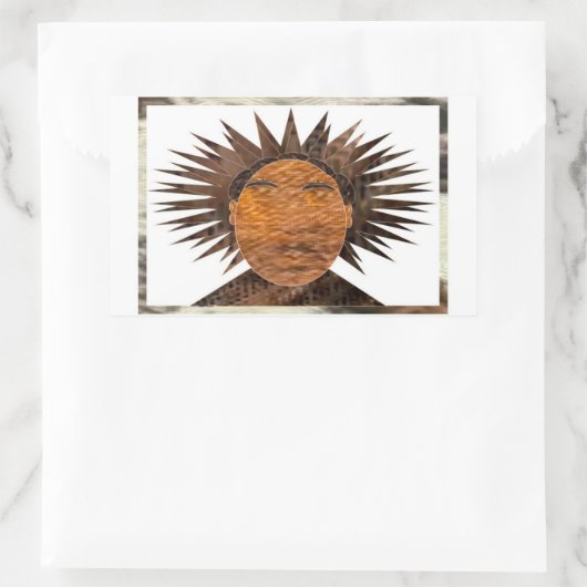 Sticker Rectangulaire Visage avec cheveux sauvages. (Sac)