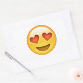 Sticker Rectangulaire Visage avec les yeux en forme de coeur émoticône a (Enveloppe)