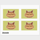 Sticker Rectangulaire Visage de chat drôle, <YOUR TEXT> (Feuille)