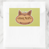 Sticker Rectangulaire Visage de chat drôle, <YOUR TEXT> (Sac)
