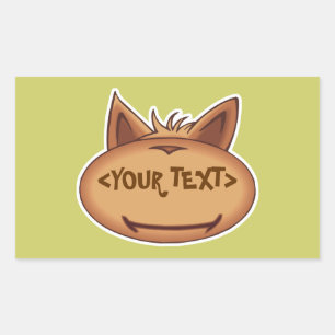 Sticker Rectangulaire Visage de chat drôle, <YOUR TEXT>