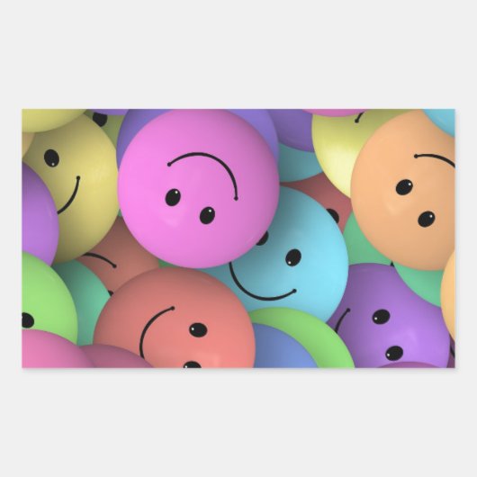 Sticker Rectangulaire Visages colorés du sourire (Devant)